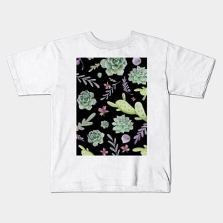 Cactus and Wreath Watercolor Pattern 3 Kids T-Shirt